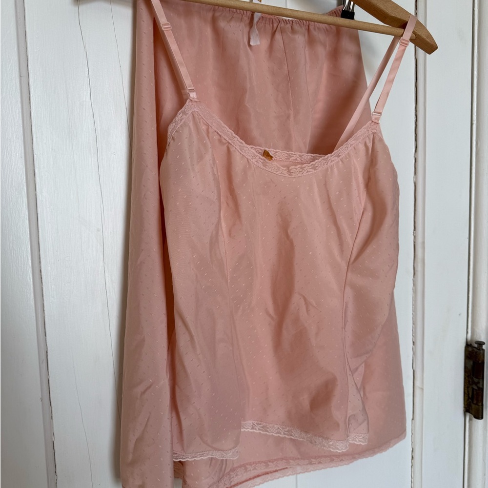 Vintage Peach Slip Set Camisole and Skirt S/M